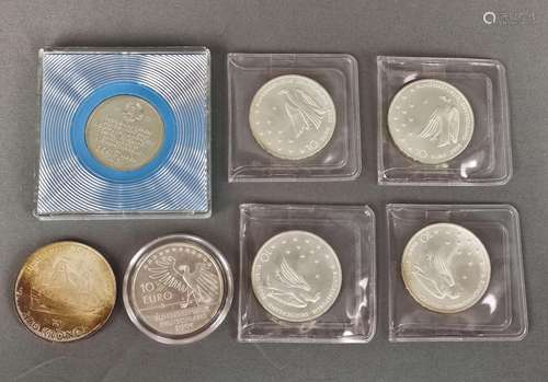 6 silver coins, consisting of 4x 125th birthday Fr…