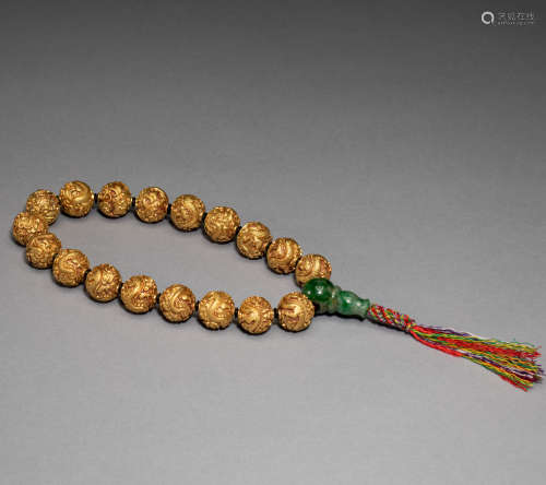 Chinese qing dynasty pure gold beads