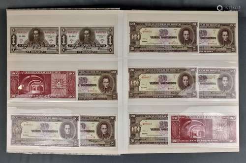 Album with 117 bills, consisting of: 17x 1 Bolivia…