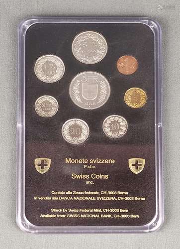 2 coin sets, Switzerland, 1984 and 1988, 8 values …