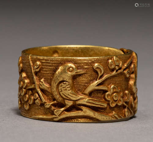 Chinese yuan dynasty pure gold ring