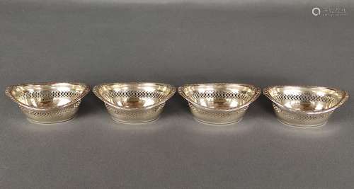 Four small bowls, floral relief rim, sides openwor…