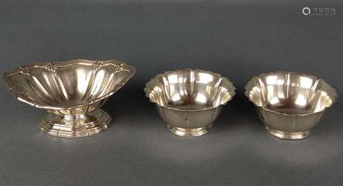 3 small bowls, consisting of a pair, flower-shaped…