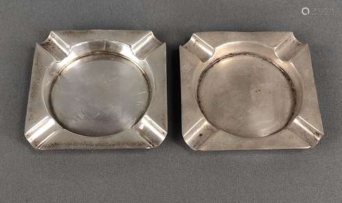 Pair of hand ashtrays, England, sterling silver, B…