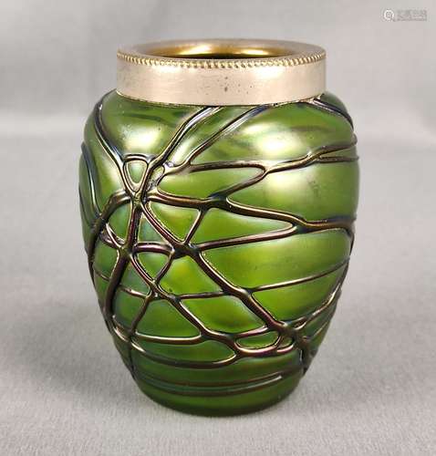 Small vase, slightly bulged, rim mounted, greenish…