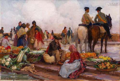 Paul Michel Dupuy (Pau 1869 - Paris 1949). Market Day.