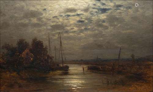 Louis Douzette (Tribsees 1834 - Barth 1924). Small Harbour i...