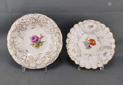 Two Meissen ceramics plates, lightly tumbled, reli…