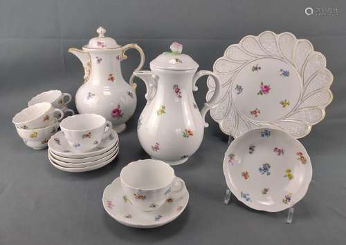 Coffee service, Meissen, scattered floral decor, w…