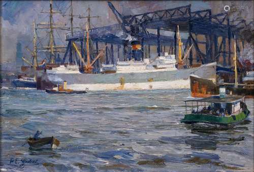 Paul Emil Gabel (Elbing 1875 - Hamburg 1938). Shipyard in th...