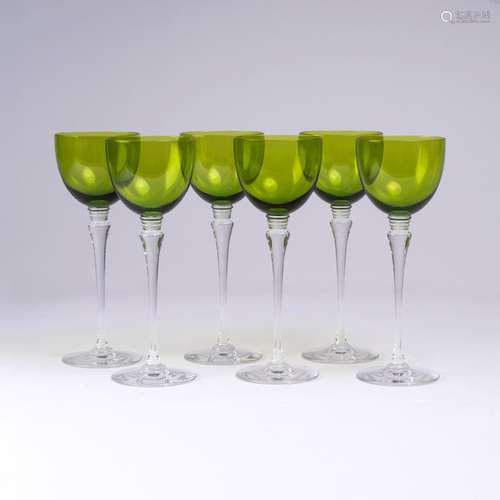 A Set of 6 Hock Glasses 'Amadeus', green.