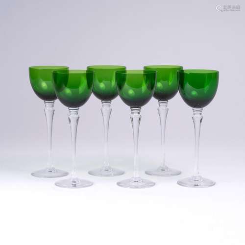 A Set of 6 Hock Glasses 'Amadeus', green.