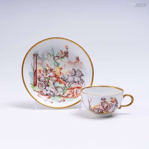 A Cup and Saucer with Mythological Scene.