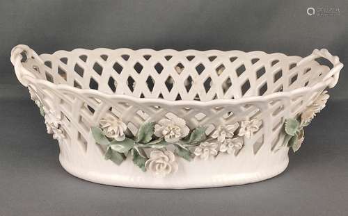 Large basket with two handles, decorated with full…