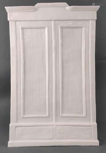 Porcelain cabinet, two doors, signed on the bottom…