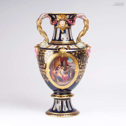 Magnificent Vase with Serpentine Handles in the Viennese Man...