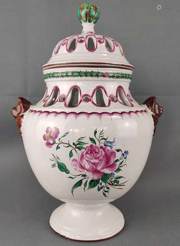 Potpourri - vase, Strasbourg, faience, polychrome …