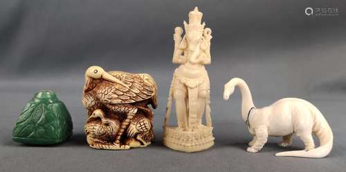 Mixed set of miniatures, Indian deity carved from …