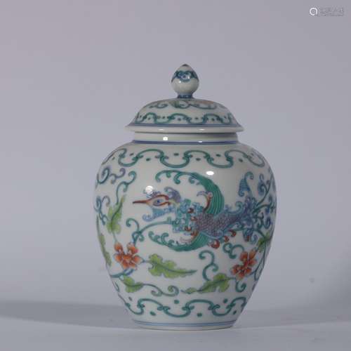 Doucai Porcelain Cover Jar With Pattern Of Phoenix ,China