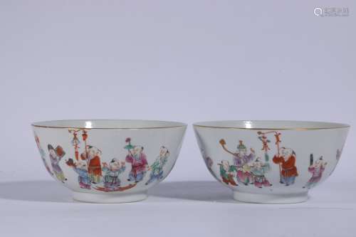 A Pair Of Famille Rose Porcelain Bowls ,China