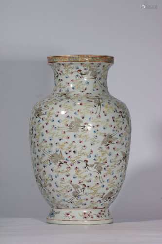 Famille Rose Porcelain Bottle With Pattern Of Crane ,China