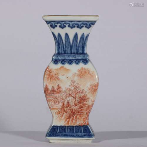 Blue And White Porcelain Fanhong Red Vase ,China