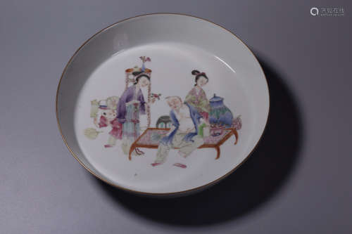 Famille Rose Porcelain Plate With Pattern Of Figure Story ,C...