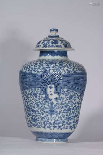 Blue And White Porcelain Jar With Pattern Of Flower ,China