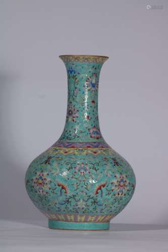 Famille Rose Porcelain Bottle With Pattern Of Flower ,China