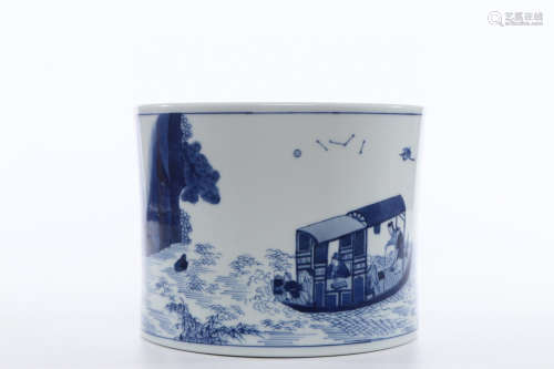 Blue And White Porcelain Brush Pot ,China