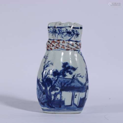 Blue And White Porcelain Underglazed Red Bottle ,China