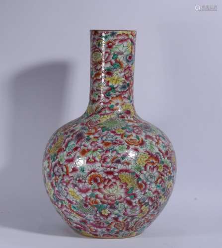 Famille Rose Porcelain Bottle With Pattern Of Peony ,China