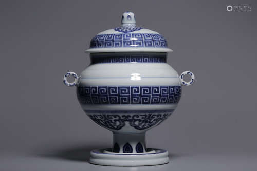 Blue And White Porcelain Stem Vessel ,China