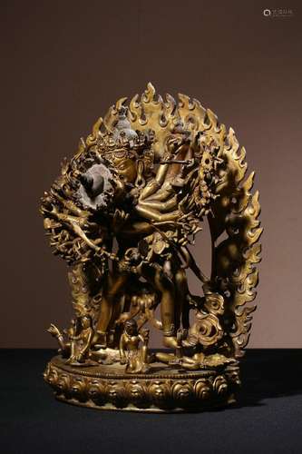 Bronze Gold Gilded Tibetan Tantric Happy Buddha Ornaments ,C...