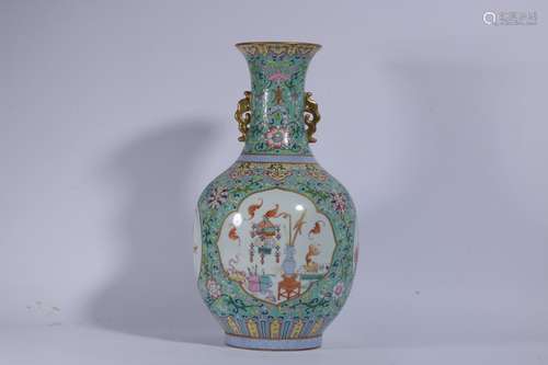 Famille Rose Porcelain Bogu Bottle ,China