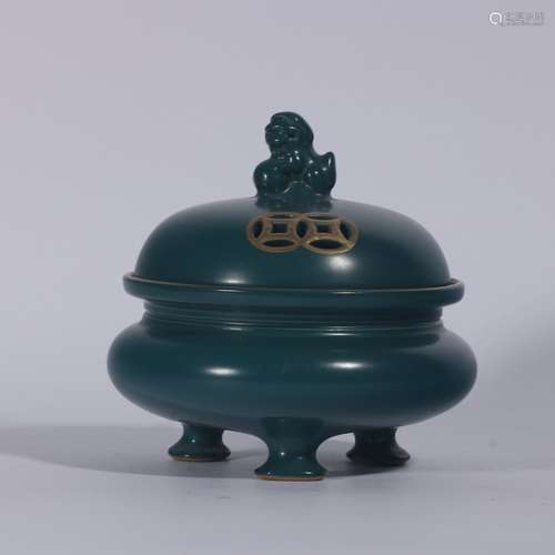 Green Glazed Porcelain Gold Painted Incense Burner ,China