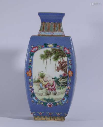 Famille Rose Porcelain Square Bottle ,China