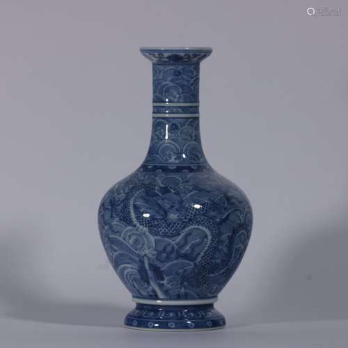 Blue And White Porcelain Bottle With Pattern Of Dragon ,Chin...