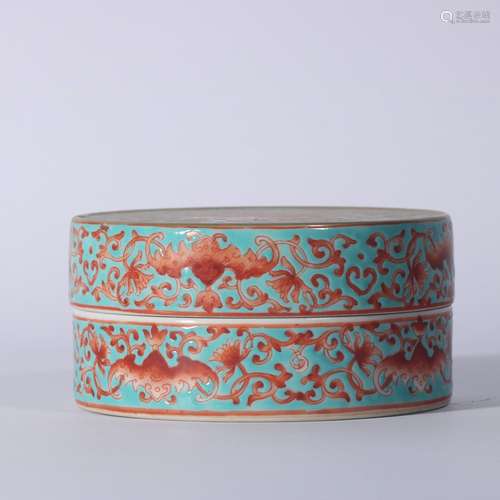 Fanhong Red Gold Painted Porcelain Inkpad Box ,China