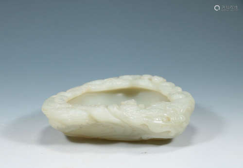 Hetian White Jade Dragon Brush Washer ,China