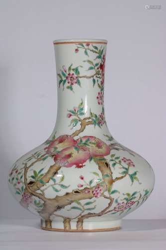 Famille Rose Porcelain Vase With Pattern Of Po ,China