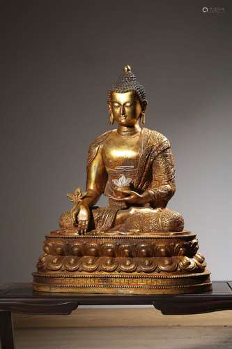 Bronze Gold Gilded Pharmacist Buddha ,China