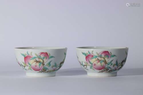 A Pair Of Famille Rose Porcelain Cups ,China