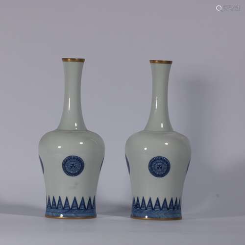 A Pair Of Blue And White Porcelain Bottles ,China