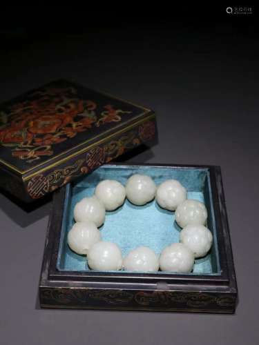 Hetian Jade Lotus Bracelet ,China