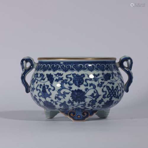 Blue And White Porcelain Gold Painted Furnace ,China