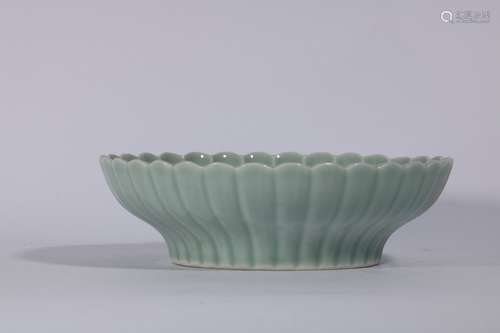 Green Glazed Porcelain Lotus Plate ,China