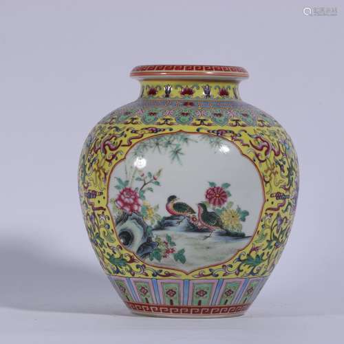 Famille Rose Porcelain Bottle With Pattern Of Flower And Bir...