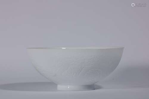 White Glazed Porcelain Bowl With Pattern Of Phoenix ,China