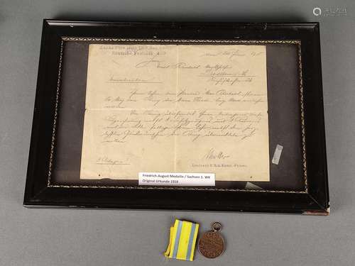 Friedrich August Medal, Saxony, ribbon enclosed (a…